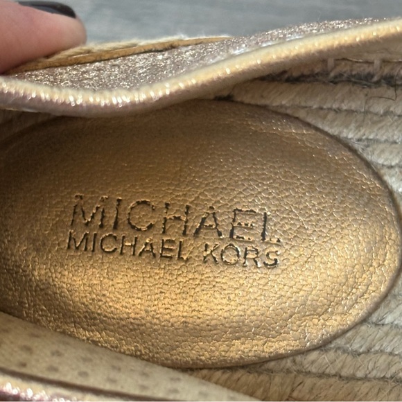 Michael Kors Gold Glitter Espadrilles Flats Size 8.5 - Picture 10 of 14